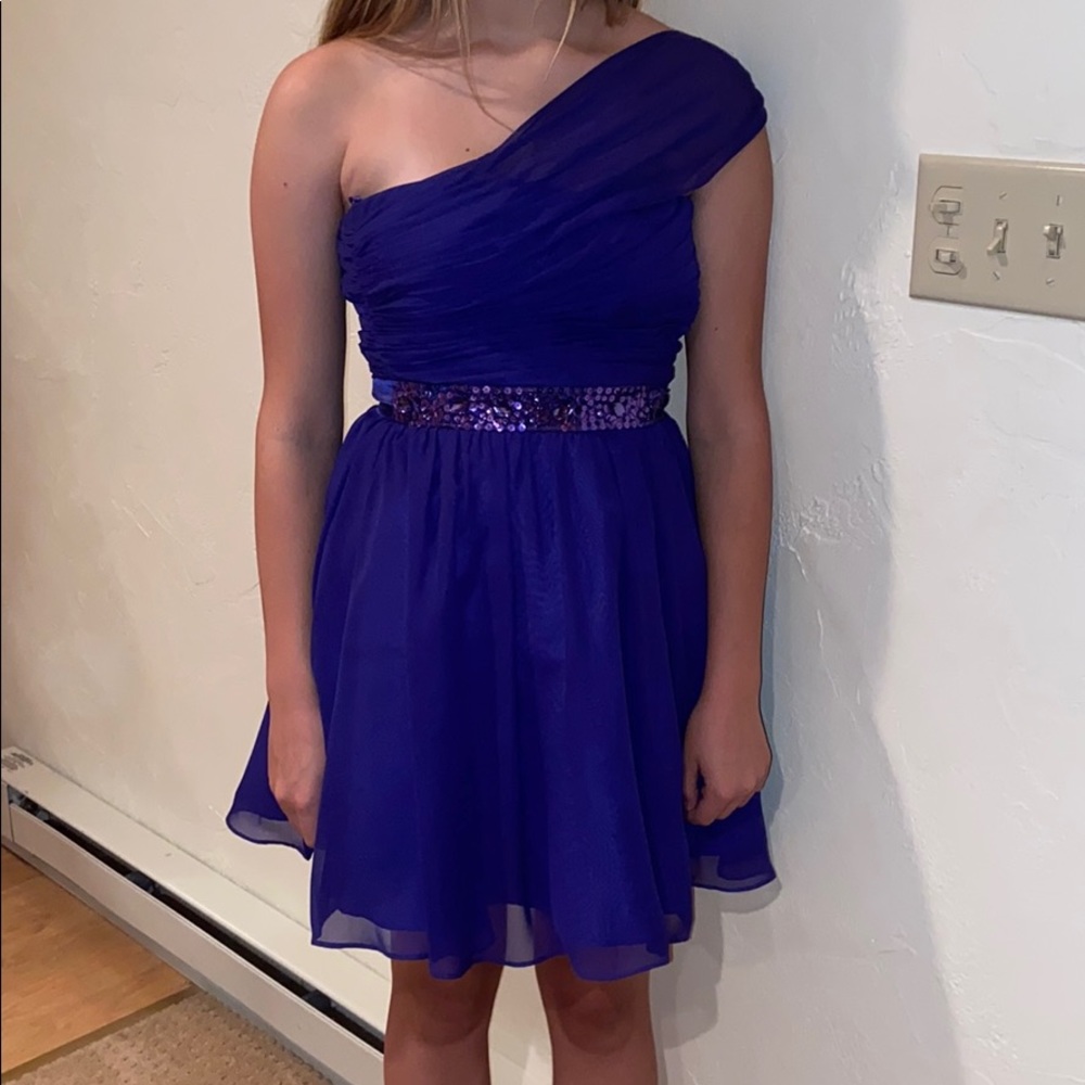 A blue formal dress